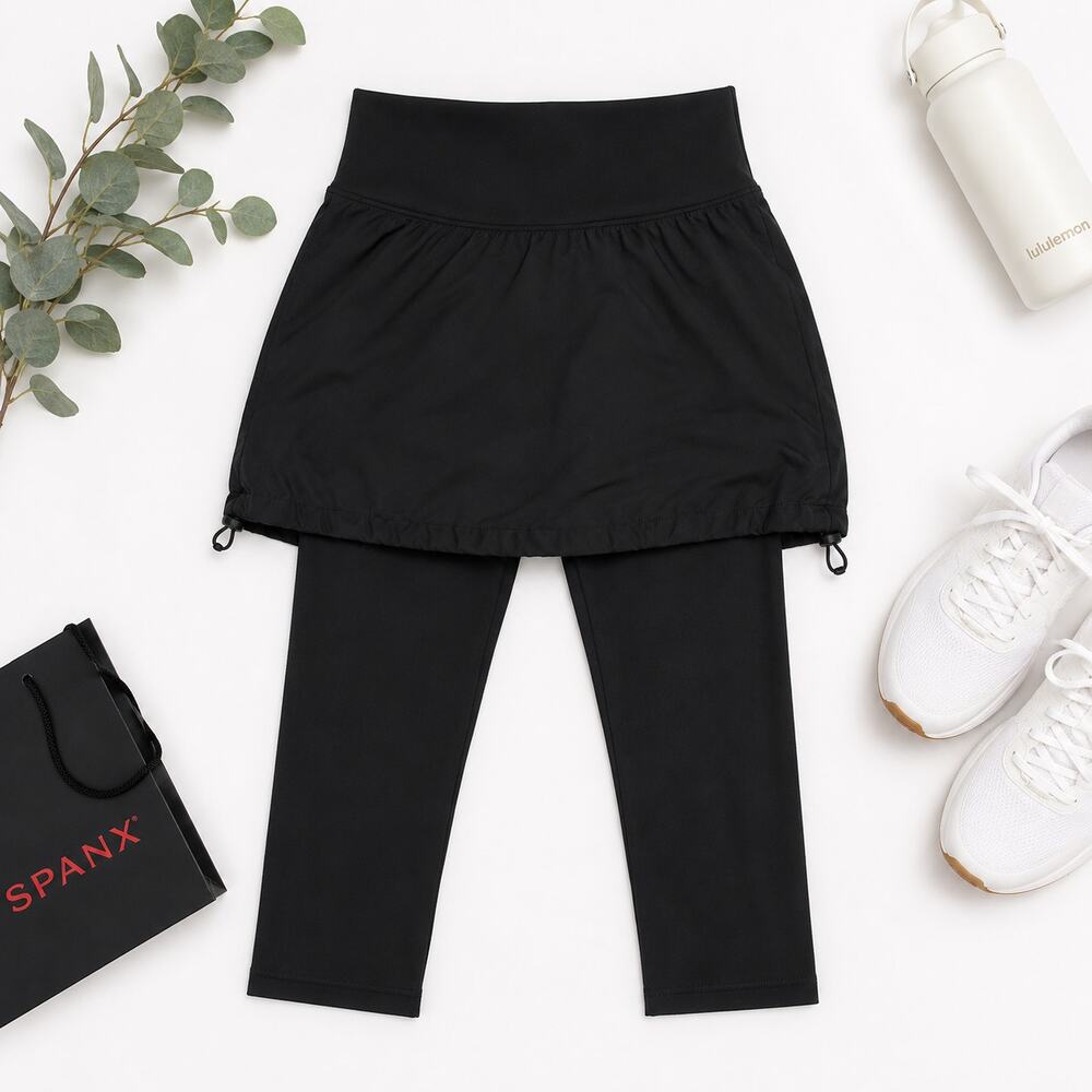 SPANX Black Skirted Leggings Athleisure Capri Activewear Small